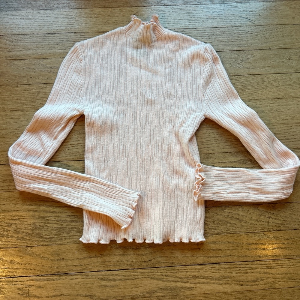 Forever 21 Light Pink Ribbed Long Sleeve Top